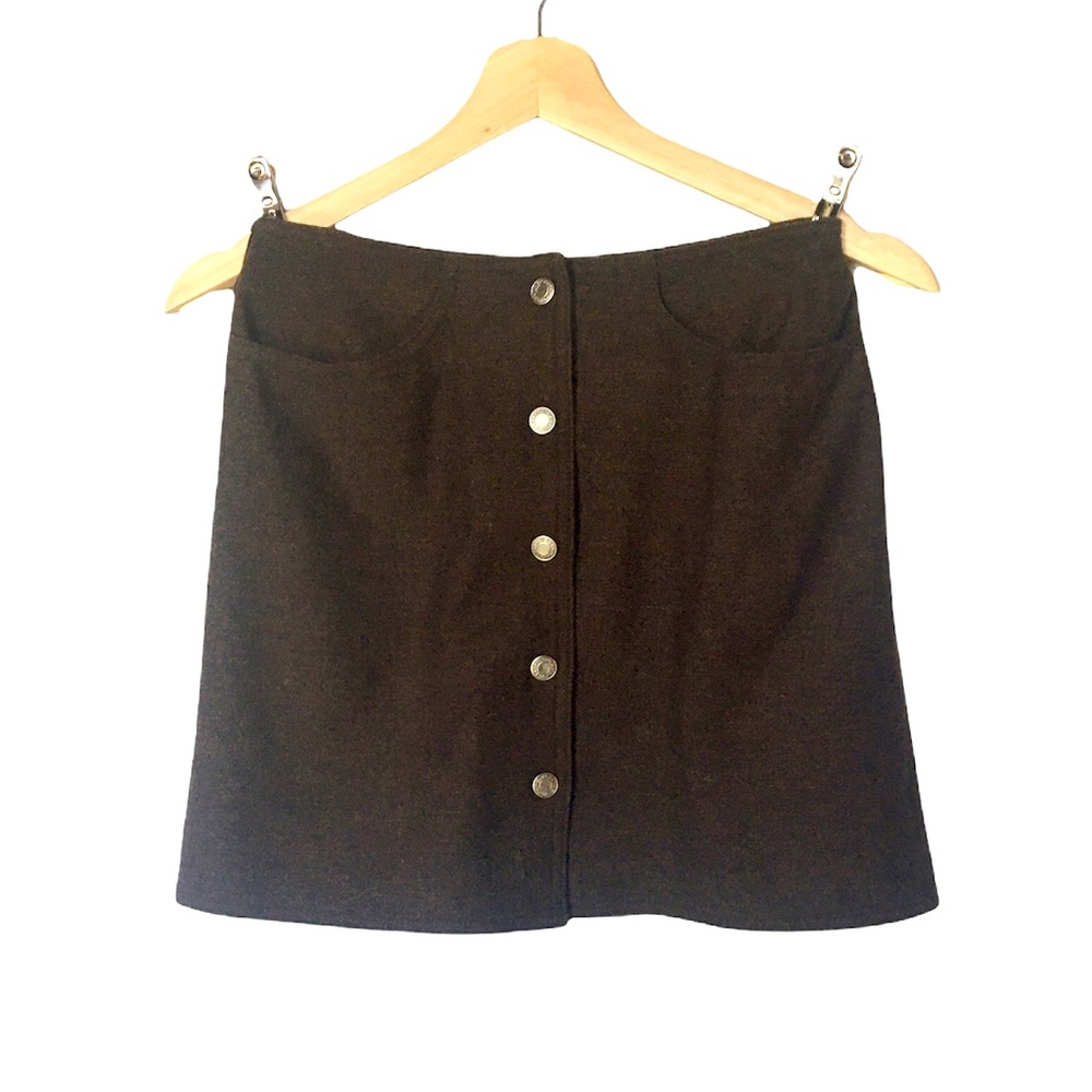 90s Vintage GAP High Waisted Wool Snap A-line Mini Skirt sz 1